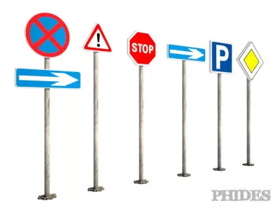 Street signs 1 Low-poly 3D model