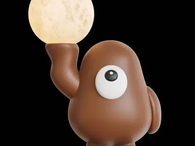 Big-eyed Monster Night Light Low-poly 3D model