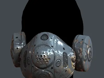 Gas mask helmet 3d model scifi Low-poly Low-poly 3D model 18