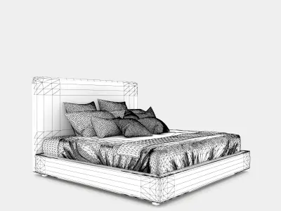 Modern double bed with a bed head 3D model