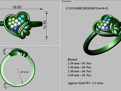light weight gold diamond rings-C111116SKCH2026031-wt-0-5 3D print model purchase