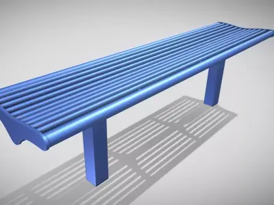 Bench 5 Low-Poly Blue Painted Metal Low-poly 3D model