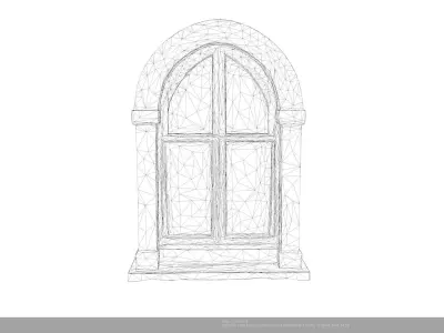 Stylized Medieval Window - AI Low-poly 3D model