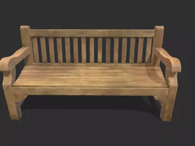 Bench 03 Low Poly PBR Realistic Low-poly 3D model