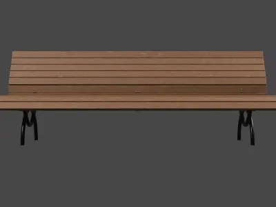 Park bench Low-poly 3D model 8