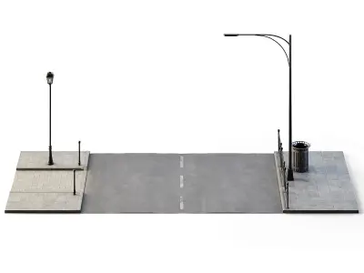 Street Path Set 6m x 14m Low-poly 3D model