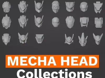 Mecha Heads Collections Low-poly 3D model