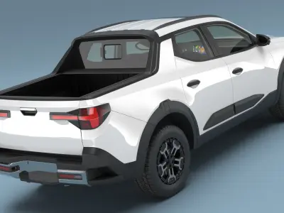  Crew Cab Vehicle Utility Pickup White Open Bed Simplified 