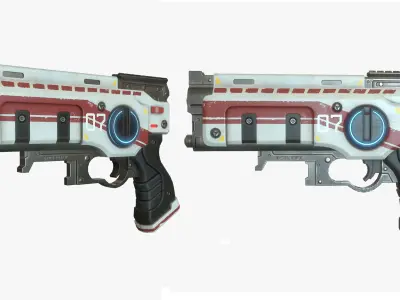 Sci Fi Gun Low-poly 3D model 6