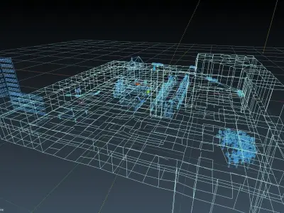Low-Poly Town city with river and houses Low-poly 3D model