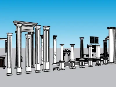 Classic columns collection 3D model Low-poly 3D model