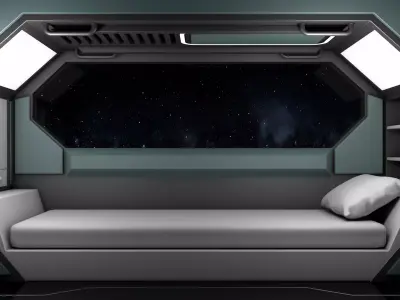 Sci Fi Bedroom Low-poly 3D model