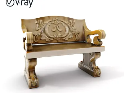 Ornate Stone Bench Model Pack Low-poly 3D model