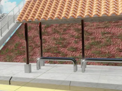Anime Bus Stop 3D model