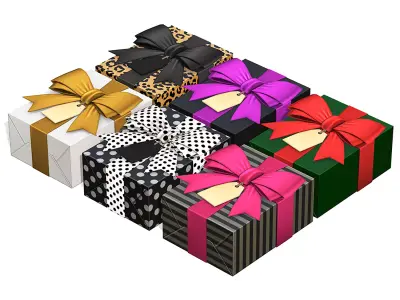 Big Ribbon Gift Boxes Low-poly 3D model