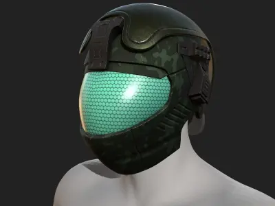 Helmet scifi military combat 3d model low poly  Low-poly 3D model