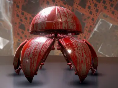 Hydraulic Sphere Bot - Bloody Horror Version Low-poly 3D model