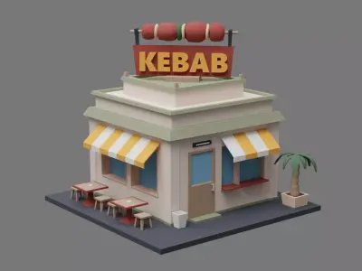 Kebab cafe Low-poly 3D model