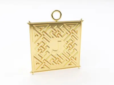 Celtic pendant letter J 3D print model