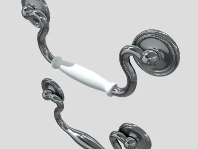 Handle Set 3 pair of chrome handles Low-poly 3D model