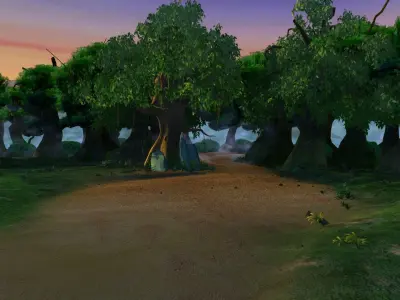 forest path tree park village 3D model