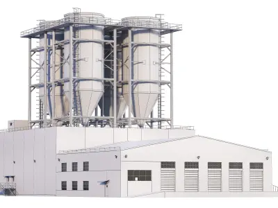 Industrial Buildings Collection Low-poly 3D model