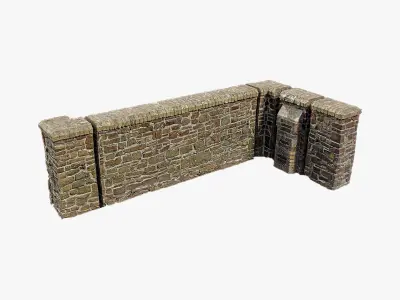 Brick Wall Set Low-poly 3D model
