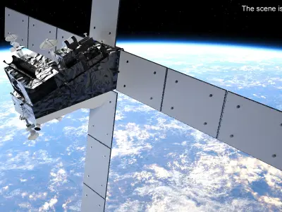  Modern Space Satellite with Solar Panels 