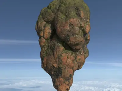 Low poly Brown Floating Island Mossy Rock Pack 190830 Low-poly 3D model