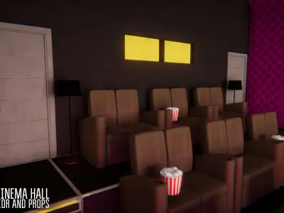 VIP cinema hall - interior and props Low-poly 3D model