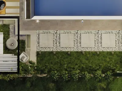 Sunset exterior landscape backyard 3D model