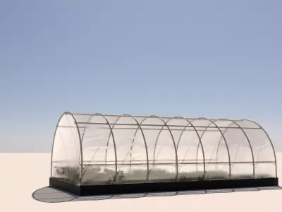 Arched plastic greenhouse Low-poly 3D model