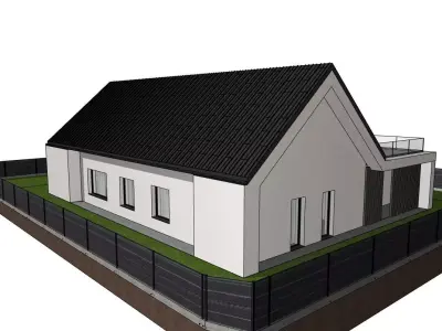 Modern Single Storey House with Garage 3D Model 3D model
