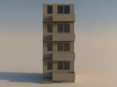 Modern 4 Story Building 3D model