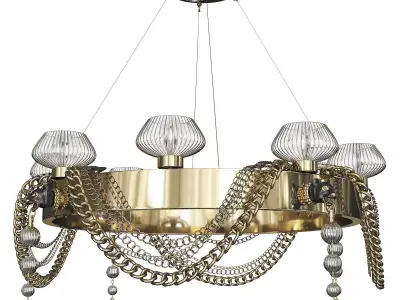 PANTHER ART DECO CHANDELIER WITH CRYSTA Low-poly 3D model