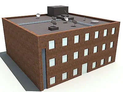 Square Brick Building 3D model