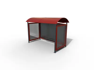 Pack 2 Modern bus stop Low-poly 3D model