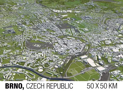 Brno Czech Republic 50x50km 3D City Map 3D model