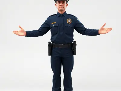 Realistic Police Officer D Character Model with PBR Textures Low-poly 3D model