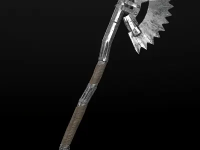 Steampunk axe low poly 6 texture options and high poly Low-poly 3D model