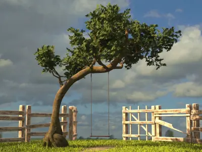 Tree Swing Low-poly 3D model