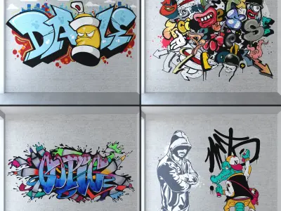 Graffiti - White brick PBR Texture