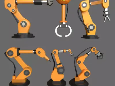 6 Stylized Rigged Robot Arms Pack Low-poly 3D model