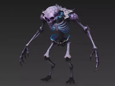 Purple Skeletal Humanoid Monster 3D Model 3D model 3D model