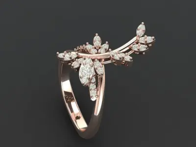 M Ring rose gold with diamonds 3D print model