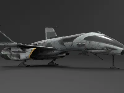  Dirty Futuristic Fighter Spaceship Rigged for Cinema 4D 