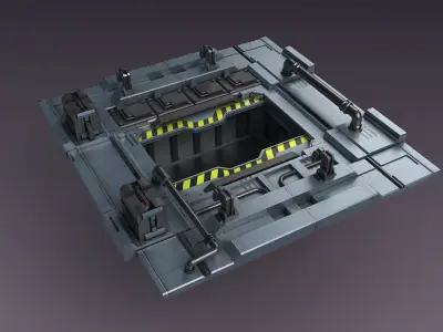 Sci-fi strobe capsule cabin deck console elevator shaft 3D model