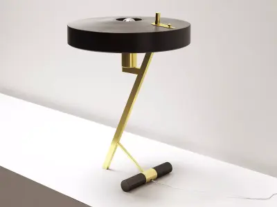 Z Lamp table with shade and gold base 3D model