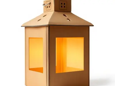 Vintage Cardboard Box Lantern model pack Low-poly 3D model
