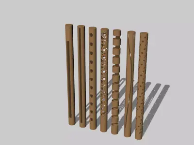 3D Bamboo Bollard Lights 3D model